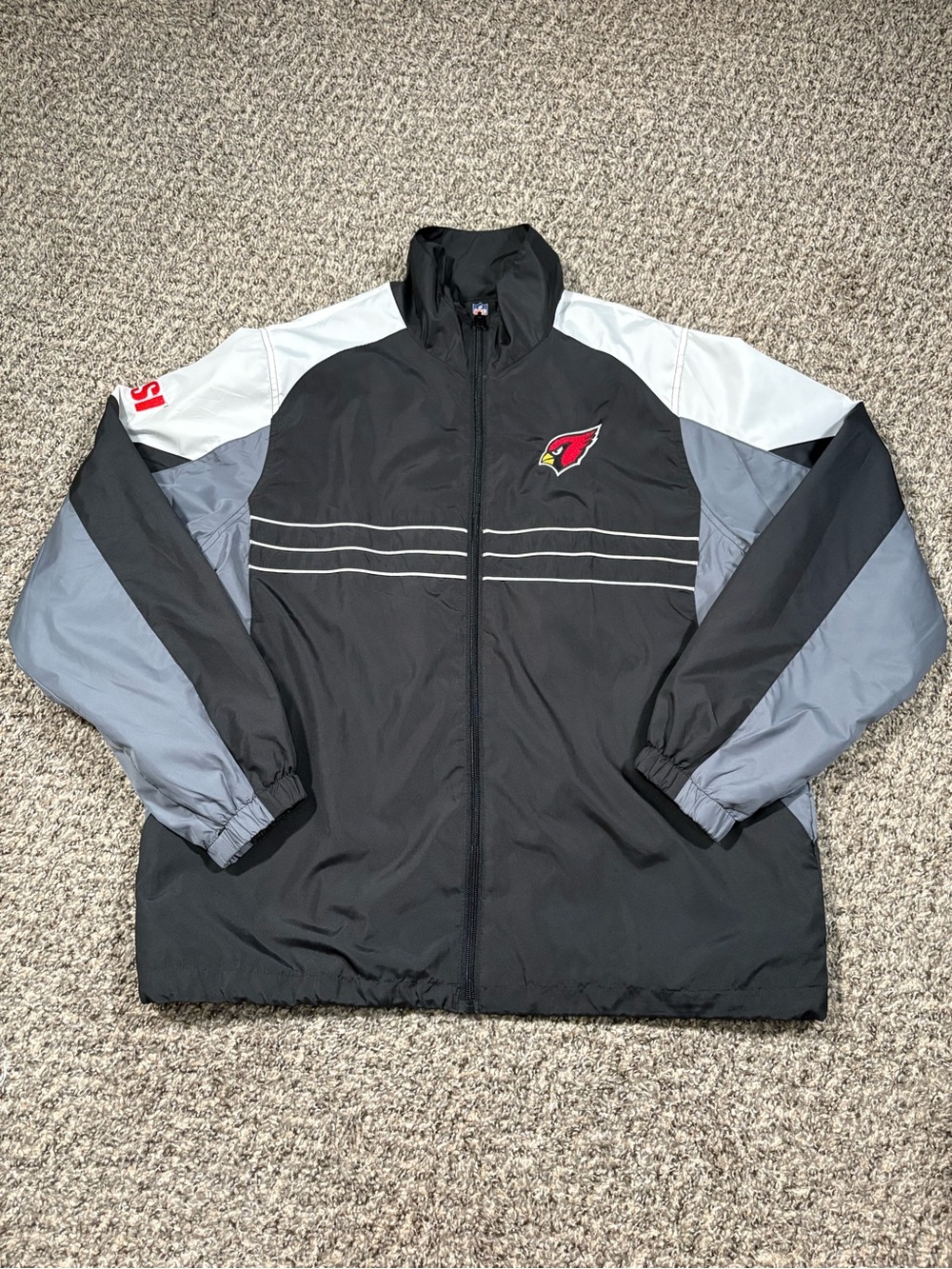 Reebok Black, Gray & White Arizona Cardinals Windbreaker Jacket